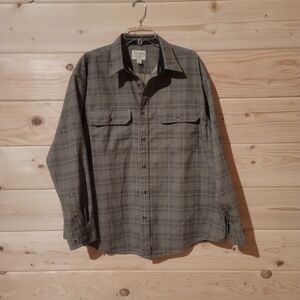 Cabela's Men's Black Plaid Casual Button Down Shirt Size XL 27x30